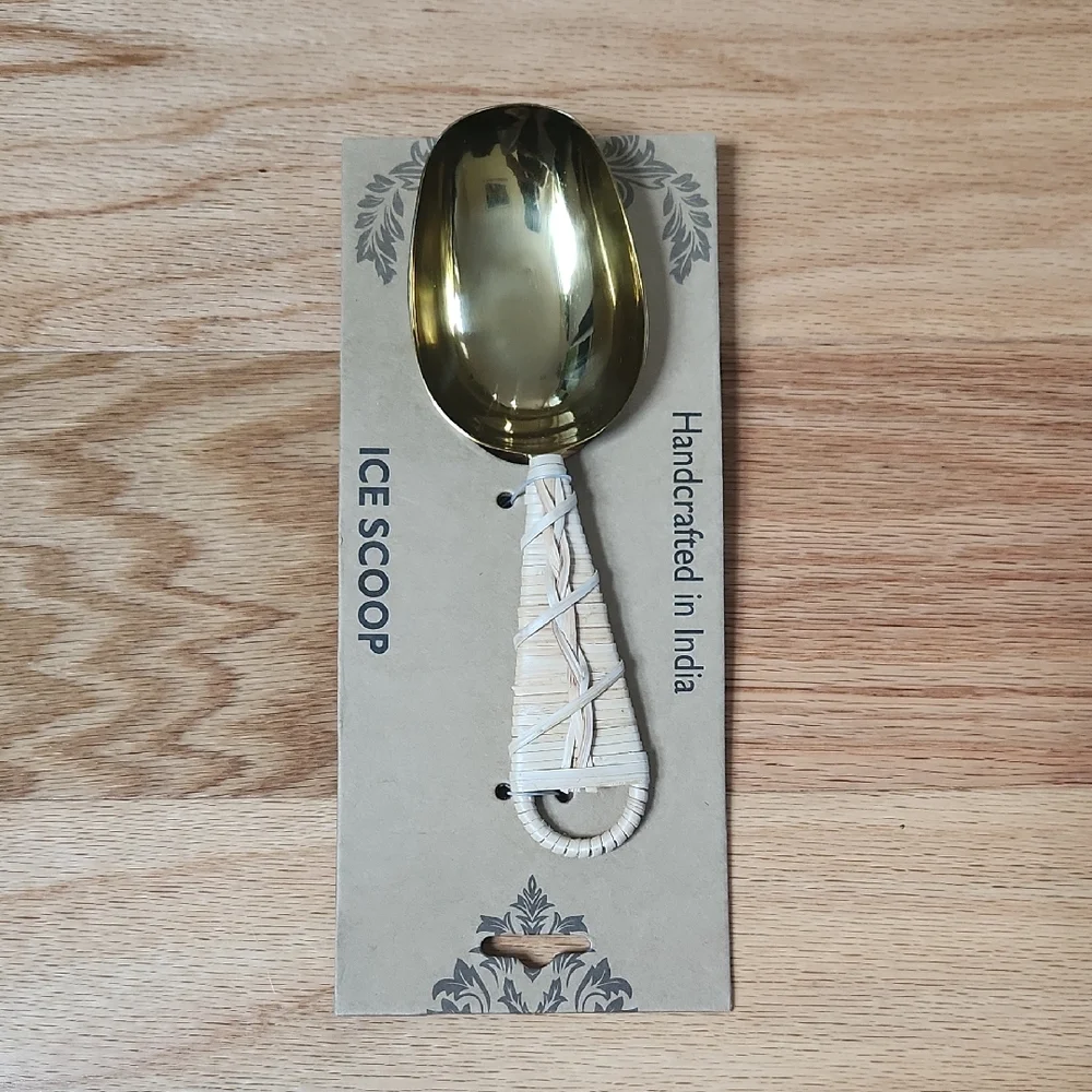 Gold Ice Scoop with Hand Crafted Wrapped Handle